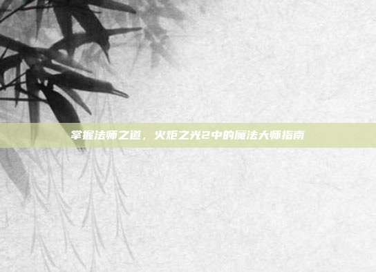 掌握法师之道，火炬之光2中的魔法大师指南