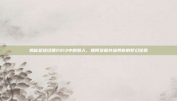 揭秘足球经理2013中的妖人，如何发掘并培养你的梦幻球员