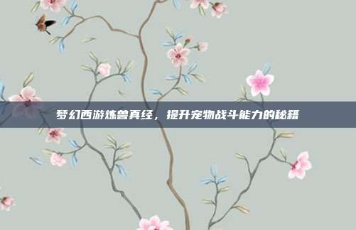 梦幻西游炼兽真经，提升宠物战斗能力的秘籍