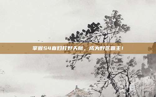 掌握S4寡妇打野天赋，成为野区霸主！