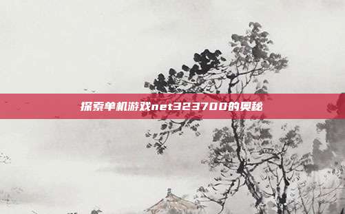 探索单机游戏net323700的奥秘