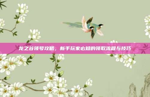 龙之谷领号攻略，新手玩家必知的领取流程与技巧
