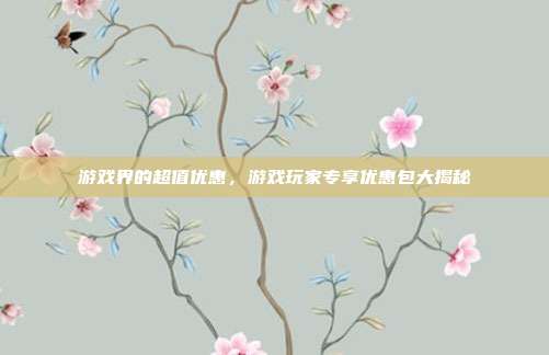游戏界的超值优惠，游戏玩家专享优惠包大揭秘