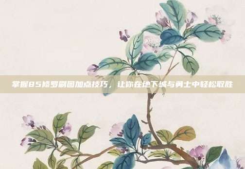 掌握85修罗刷图加点技巧，让你在地下城与勇士中轻松取胜
