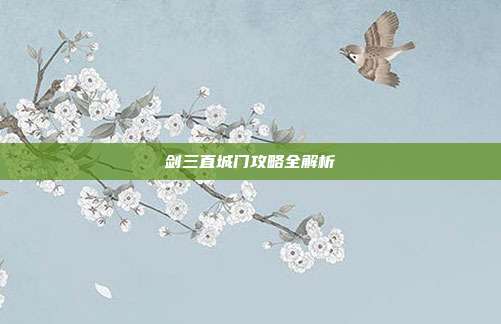 剑三直城门攻略全解析