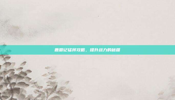鹿鼎记猛将攻略,提升战力的秘籍