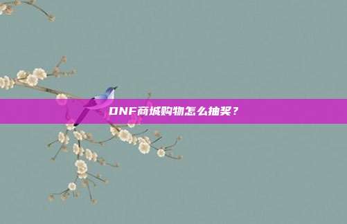 DNF商城购物怎么抽奖?