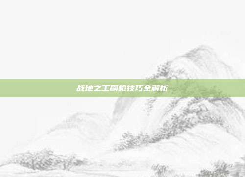 战地之王刷枪技巧全解析