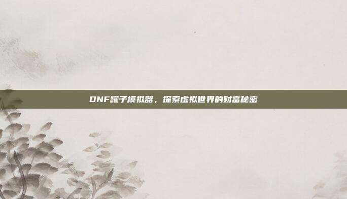 DNF罐子模拟器,探索虚拟世界的财富秘密
