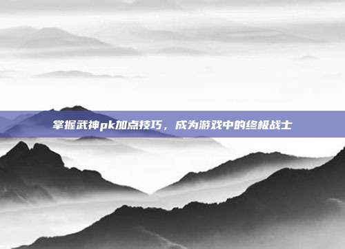 掌握武神pk加点技巧,成为游戏中的终极战士