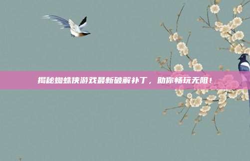 揭秘蜘蛛侠游戏最新破解补丁，助你畅玩无阻！