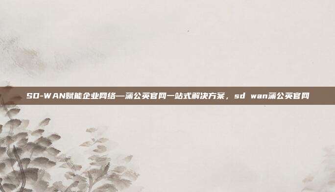 SD-WAN赋能企业网络—蒲公英官网一站式解决方案，sd wan蒲公英官网