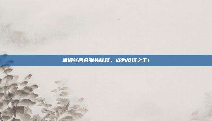 掌握新合金弹头秘籍，成为战场之王！