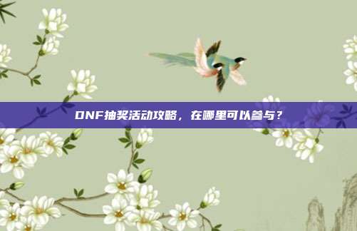 DNF抽奖活动攻略，在哪里可以参与？