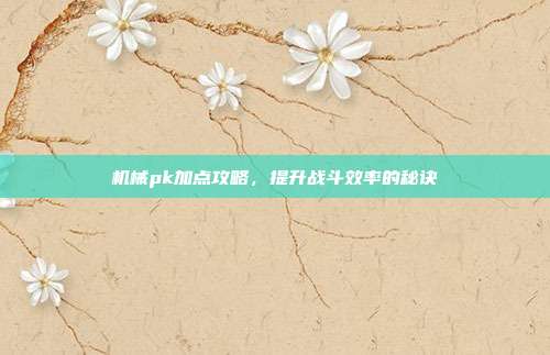 机械pk加点攻略，提升战斗效率的秘诀