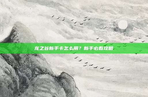 龙之谷新手卡怎么用？新手必看攻略