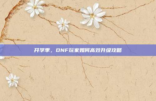 开学季,DNF玩家如何高效升级攻略