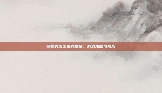 掌握影流之主的精髓,游戏攻略与技巧