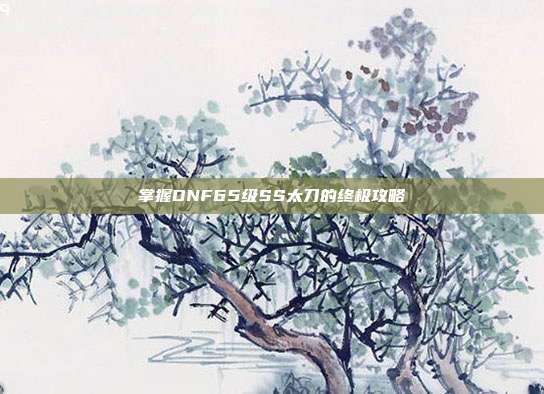 掌握DNF65级SS太刀的终极攻略