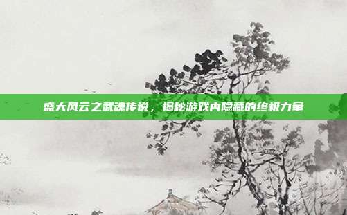 盛大风云之武魂传说,揭秘游戏内隐藏的终极力量