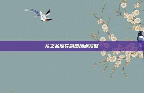 龙之谷魔导刷图加点攻略