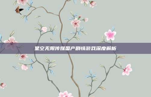 星空无限传媒国产剧情游戏深度解析