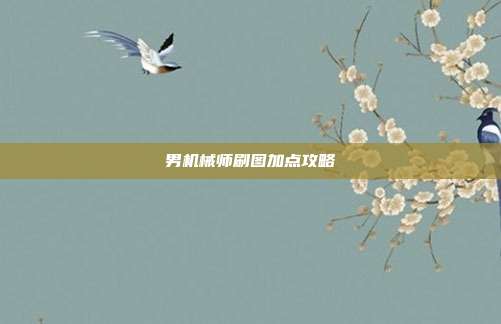 男机械师刷图加点攻略