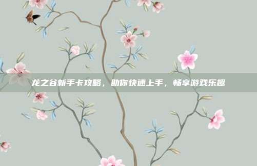 龙之谷新手卡攻略,助你快速上手,畅享游戏乐趣