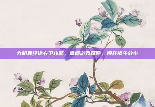 九阴真经锦衣卫攻略,掌握游戏精髓,提升战斗效率