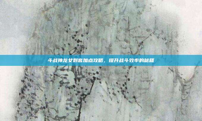 斗战神龙女刺客加点攻略，提升战斗效率的秘籍
