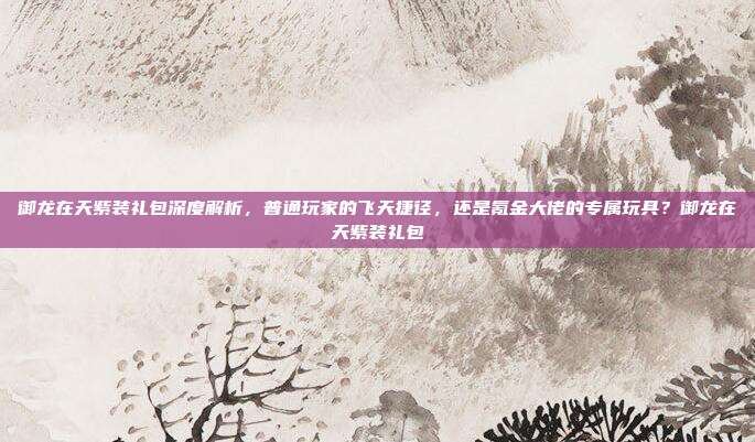 御龙在天紫装礼包深度解析，普通玩家的飞天捷径，还是氪金大佬的专属玩具？御龙在天紫装礼包