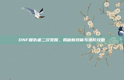 DNF复仇者二次觉醒,揭秘新技能与进阶攻略