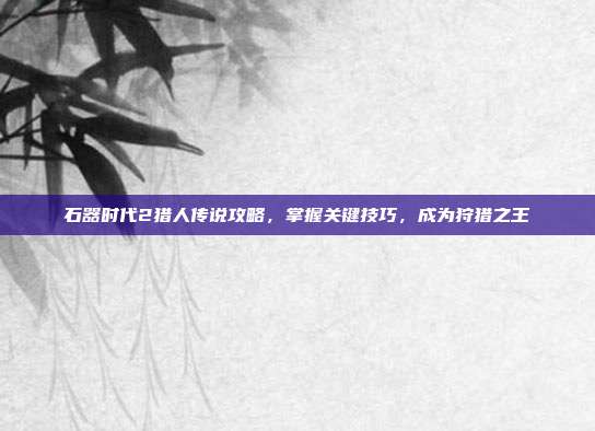 石器时代2猎人传说攻略，掌握关键技巧，成为狩猎之王