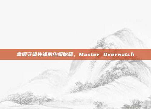 掌握守望先锋的终极秘籍,Master Overwatch