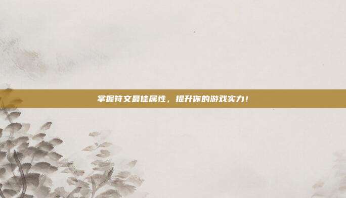 掌握符文最佳属性,提升你的游戏实力!