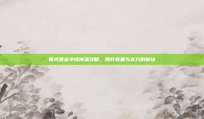 暮光堡垒小怪掉落攻略,提升装备与实力的秘诀