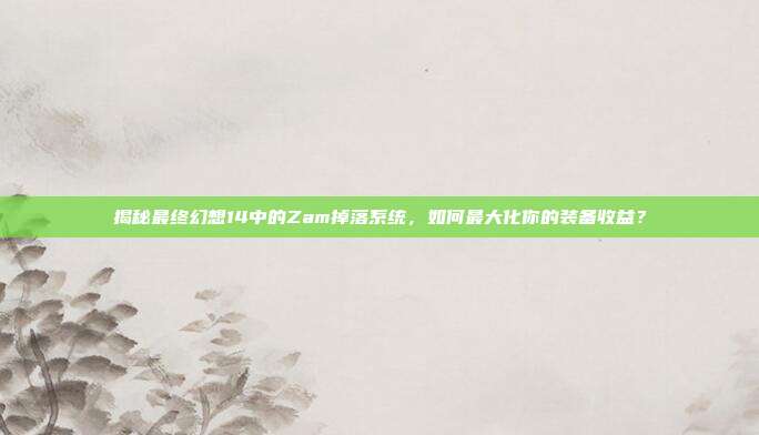 揭秘最终幻想14中的Zam掉落系统,如何最大化你的装备收益?