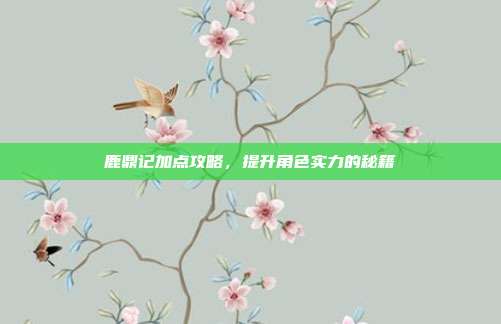 鹿鼎记加点攻略,提升角色实力的秘籍