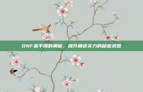 DNF金手镯的奥秘,提升角色实力的秘密武器