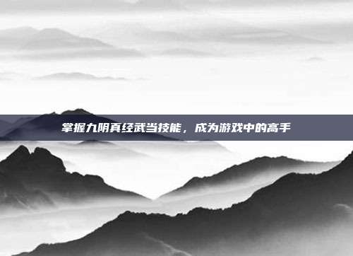 掌握九阴真经武当技能,成为游戏中的高手