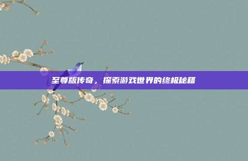 至尊版传奇，探索游戏世界的终极秘籍