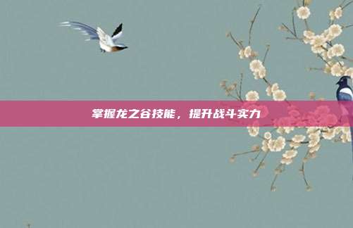 掌握龙之谷技能,提升战斗实力