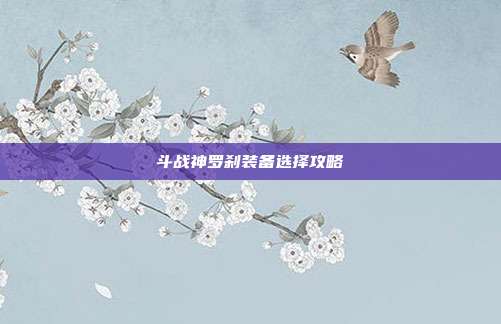 斗战神罗刹装备选择攻略