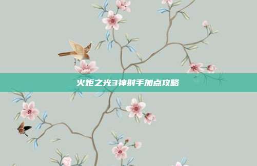 火炬之光3神射手加点攻略