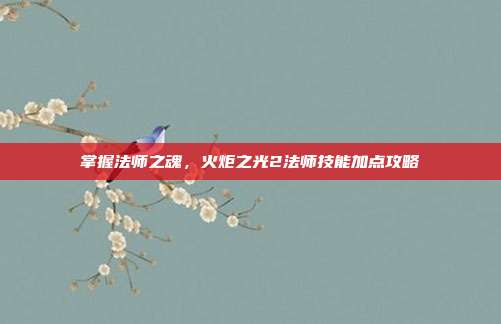 掌握法师之魂，火炬之光2法师技能加点攻略