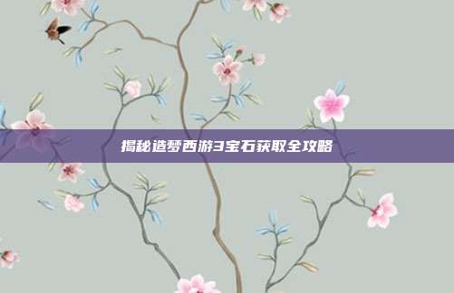 揭秘造梦西游3宝石获取全攻略