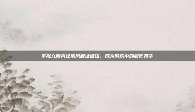掌握九阴真经清风剑法连招，成为游戏中的剑影高手