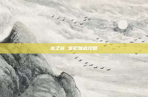 龙之谷 祭祀加点攻略