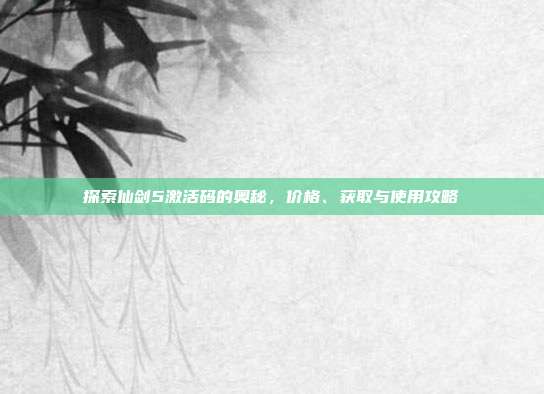 探索仙剑5激活码的奥秘，价格、获取与使用攻略