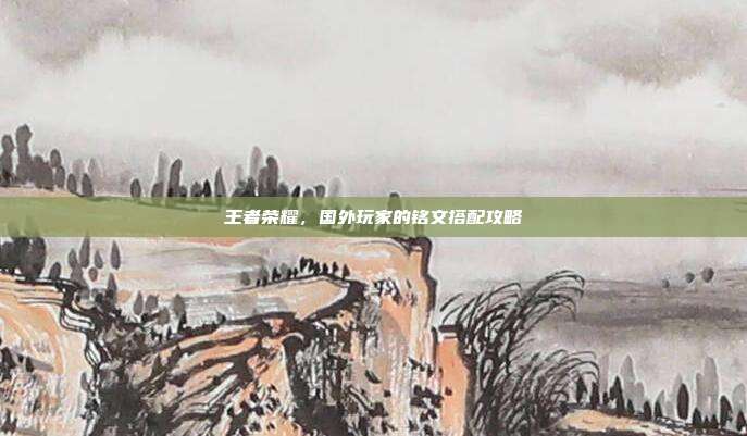 王者荣耀,国外玩家的铭文搭配攻略